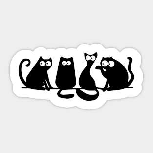 4 black Cats Tshirt Sticker